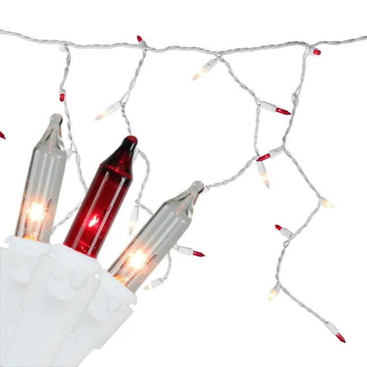 150-Count Red and Clear Mini Icicle Christmas Light Set with 8.75' White Wire