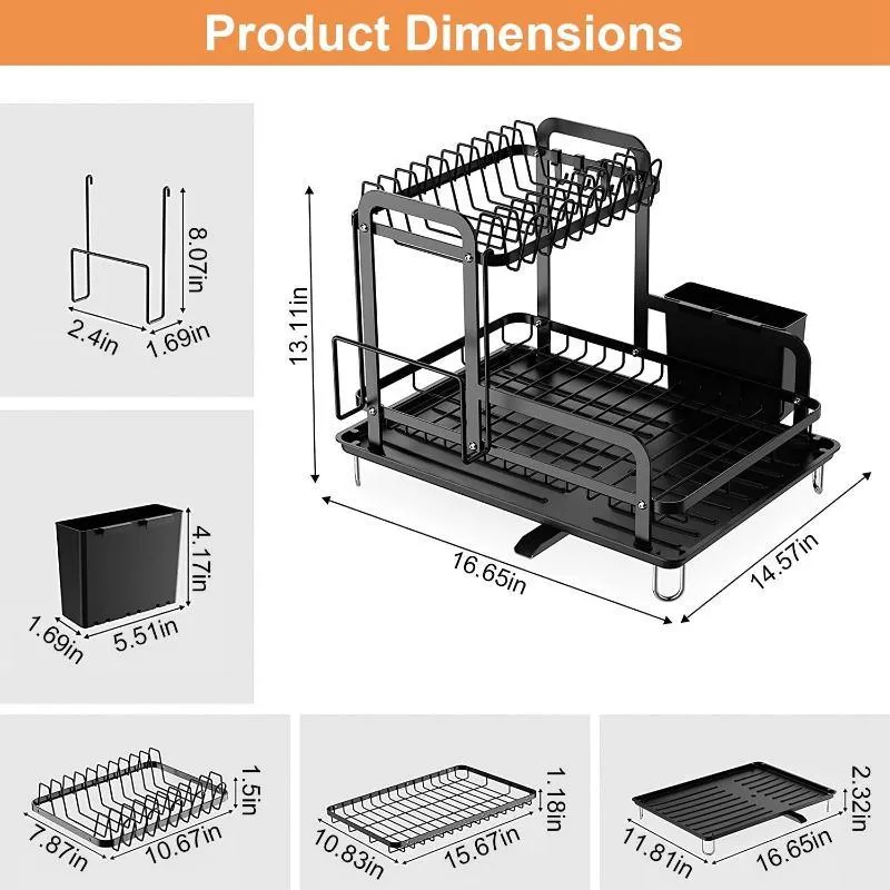 2-Tier Dish Drying Rack for Kitchen Counter