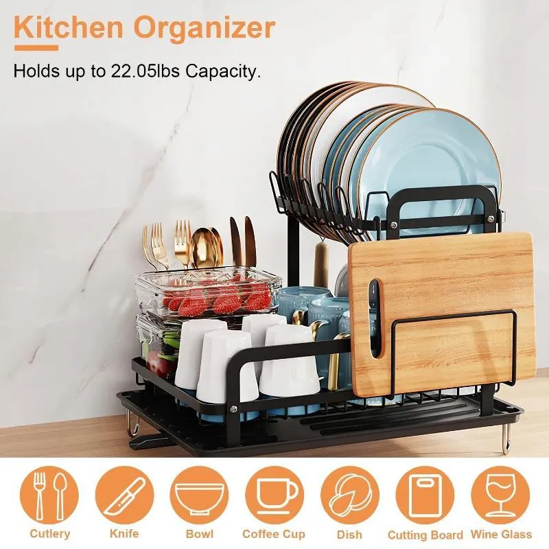 2-Tier Dish Drying Rack for Kitchen Counter