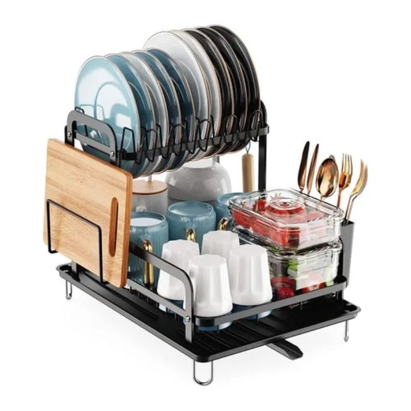 2-Tier Dish Drying Rack for Kitchen Counter