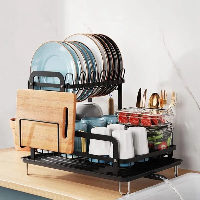 2-Tier Dish Drying Rack for Kitchen Counter