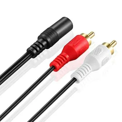 3.5mm Female Stereo Jack To 2 Rca Male Plugs Cable