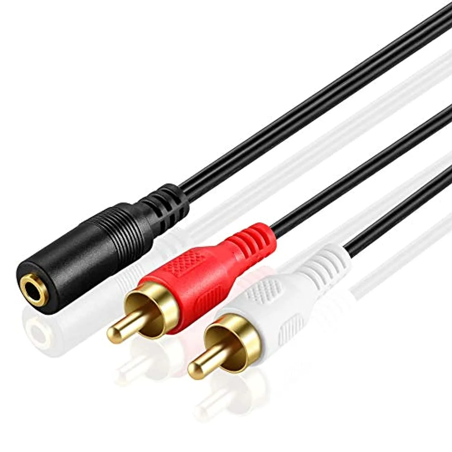 3.5mm Female Stereo Jack To 2 Rca Male Plugs Cable