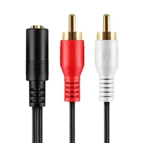 3.5mm Female Stereo Jack To 2 Rca Male Plugs Cable