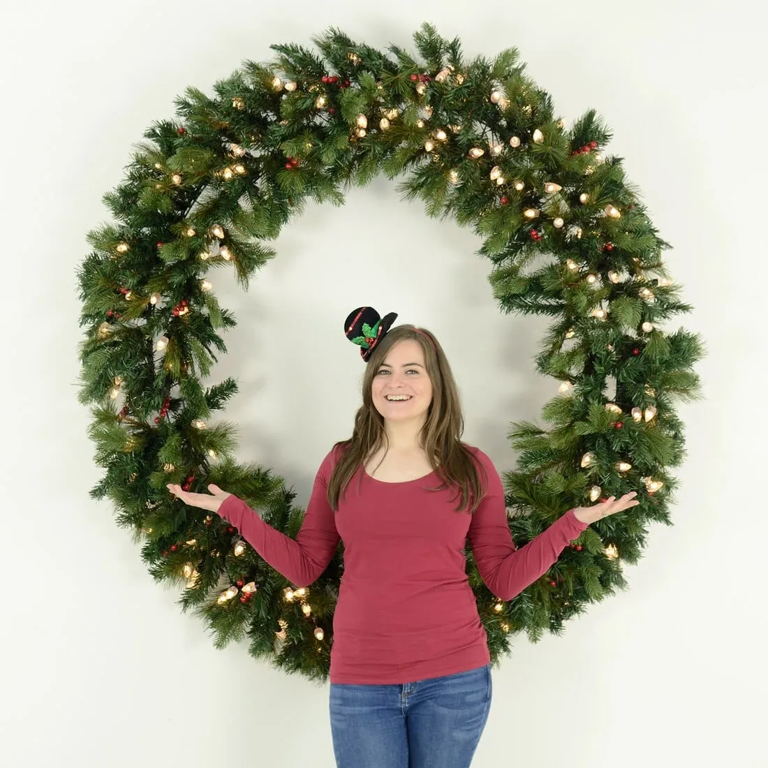 60"/40" Giant Pre-Lit LED Christmas Wreath Outdoor Decoration