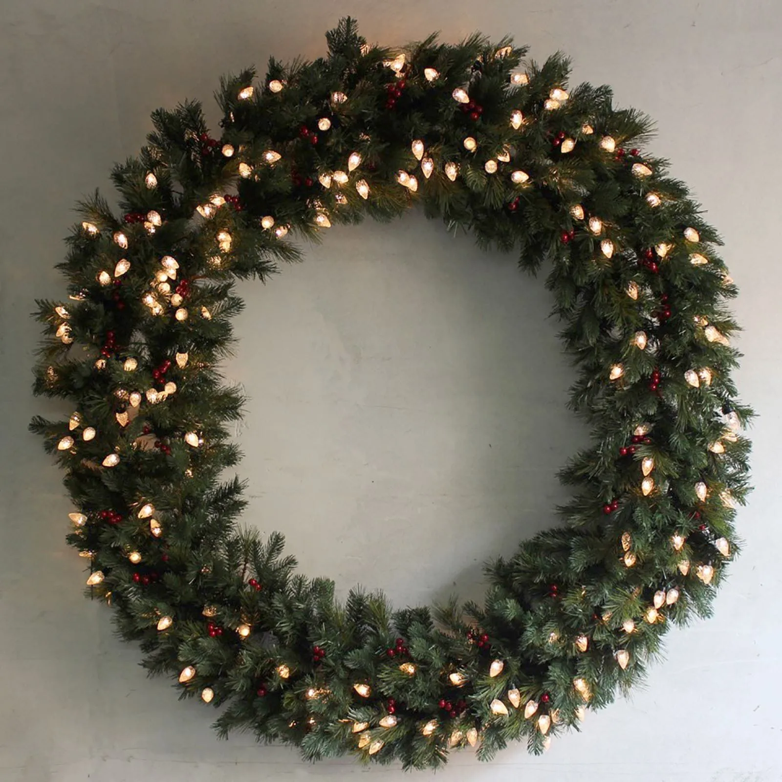 60"/40" Giant Pre-Lit LED Christmas Wreath Outdoor Decoration