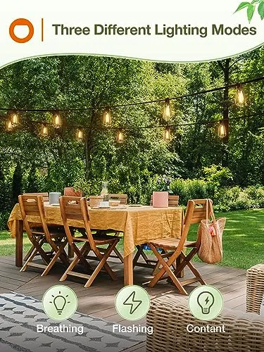 addlon 33(27 6) FT Solar String Lights Waterproof,Patio Lights Solar Powered with Remote& USB Port 12 1 LED Shatterproof Bulbs 3 Lighting Modes Outdoor Lights for Camping Backyard Garden