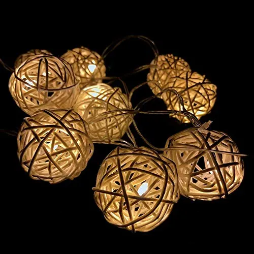 Ascension ® 4 Meters 16 LEDs Globe Rattan Balls String Lights for Home Decoration Festival Decor Lights Indoor Outdoor Decorative Fairy Lights Curtain (Warm White) AC Powered