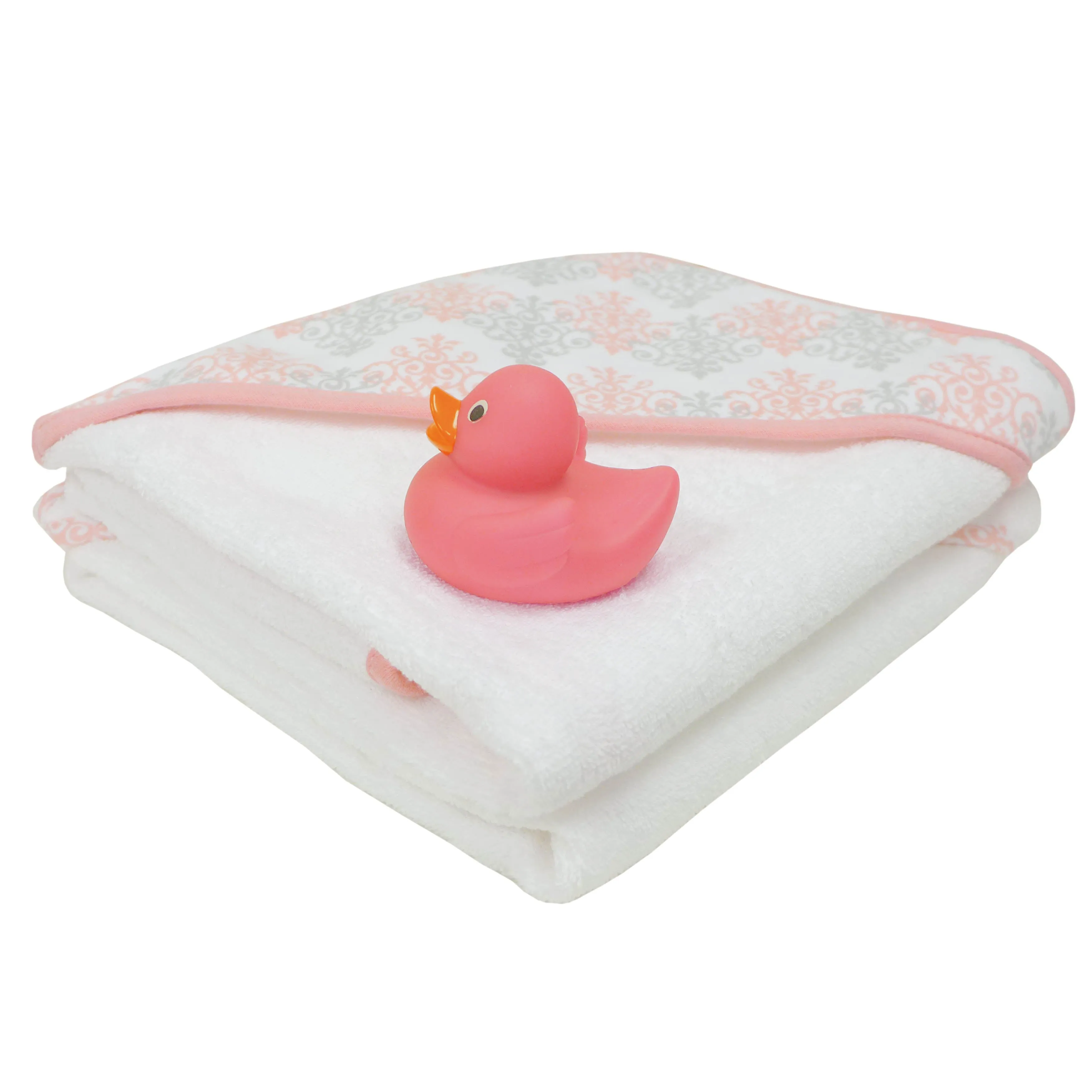 Baby Treasures® Baby Hooded Towel Set - Pink Trim 2 pack