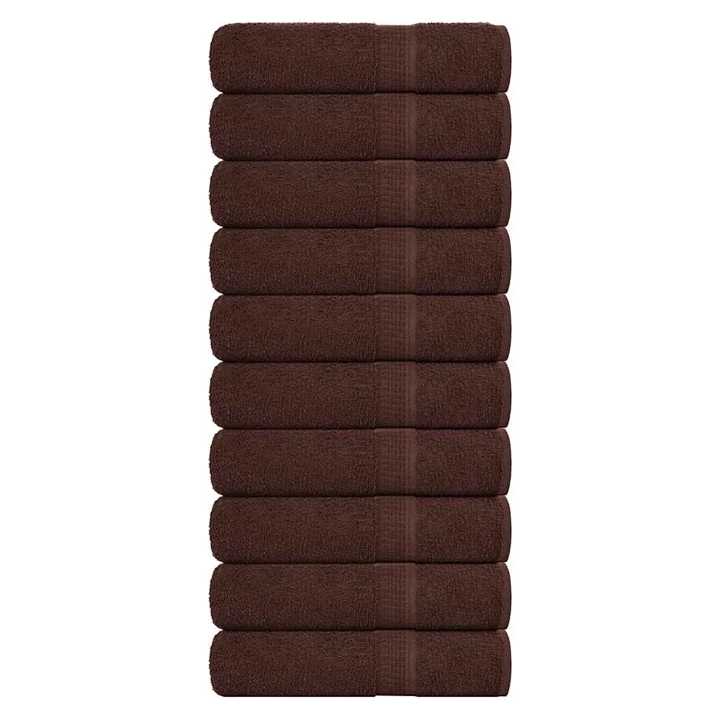 Bath Towels 10 pcs Brown 100x150 cm 360 gsm 100% Cotton