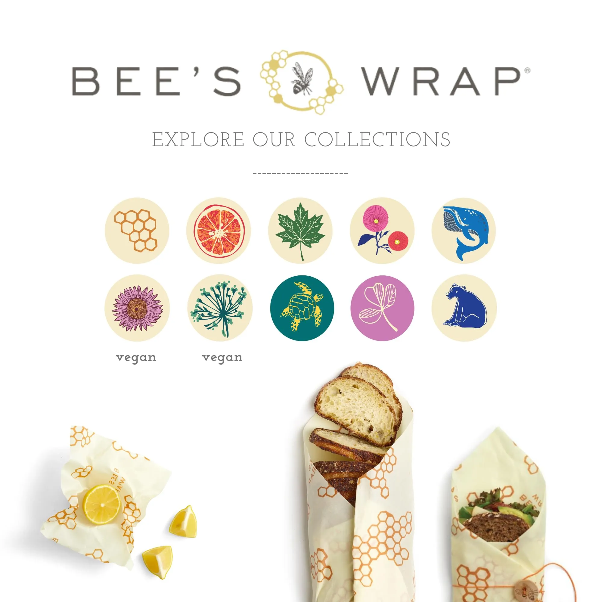 Bee's Wrap: Reusable Beeswax Food Wraps - Plastic-Free (Pack of 3)