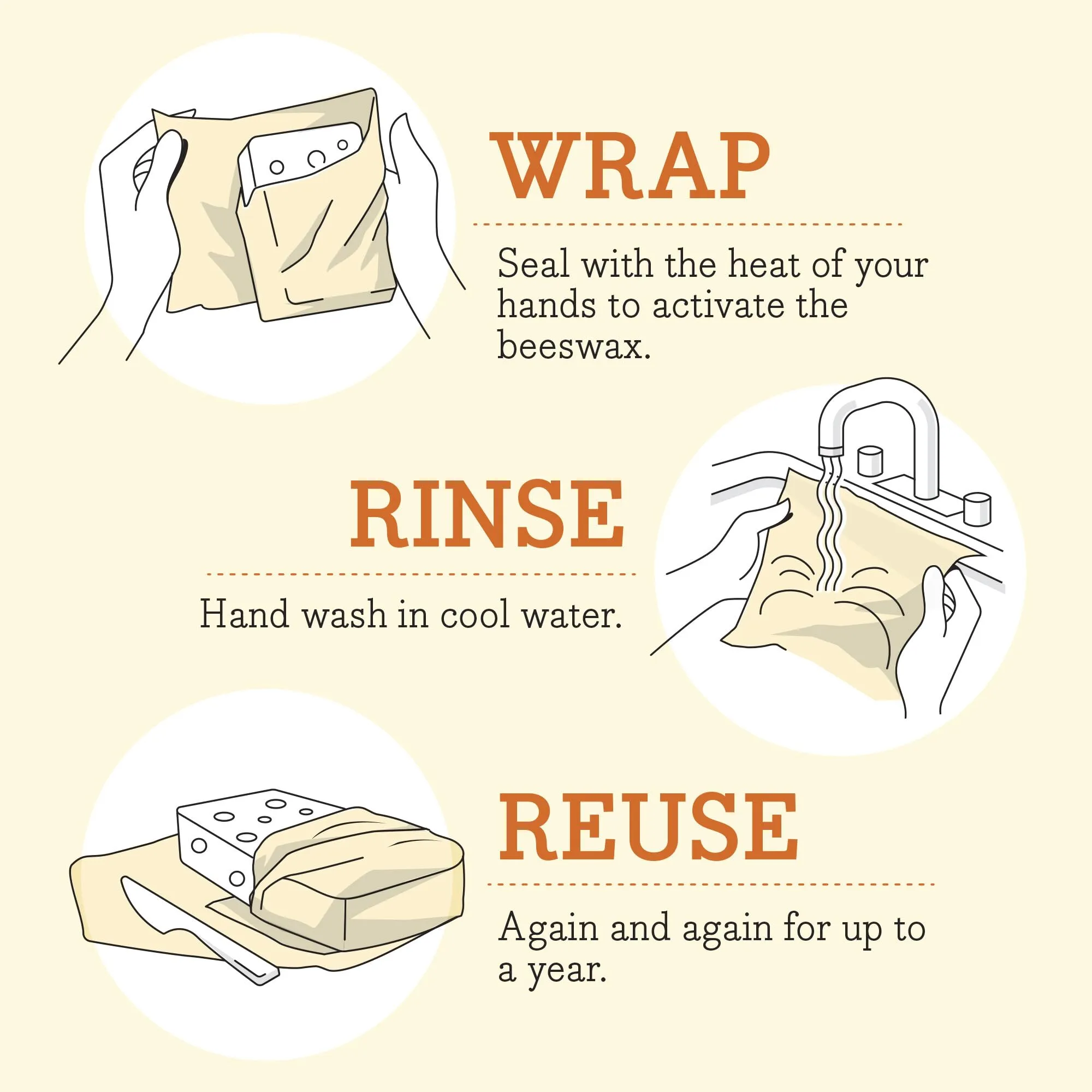 Bee's Wrap: Reusable Beeswax Food Wraps - Plastic-Free (Pack of 3)