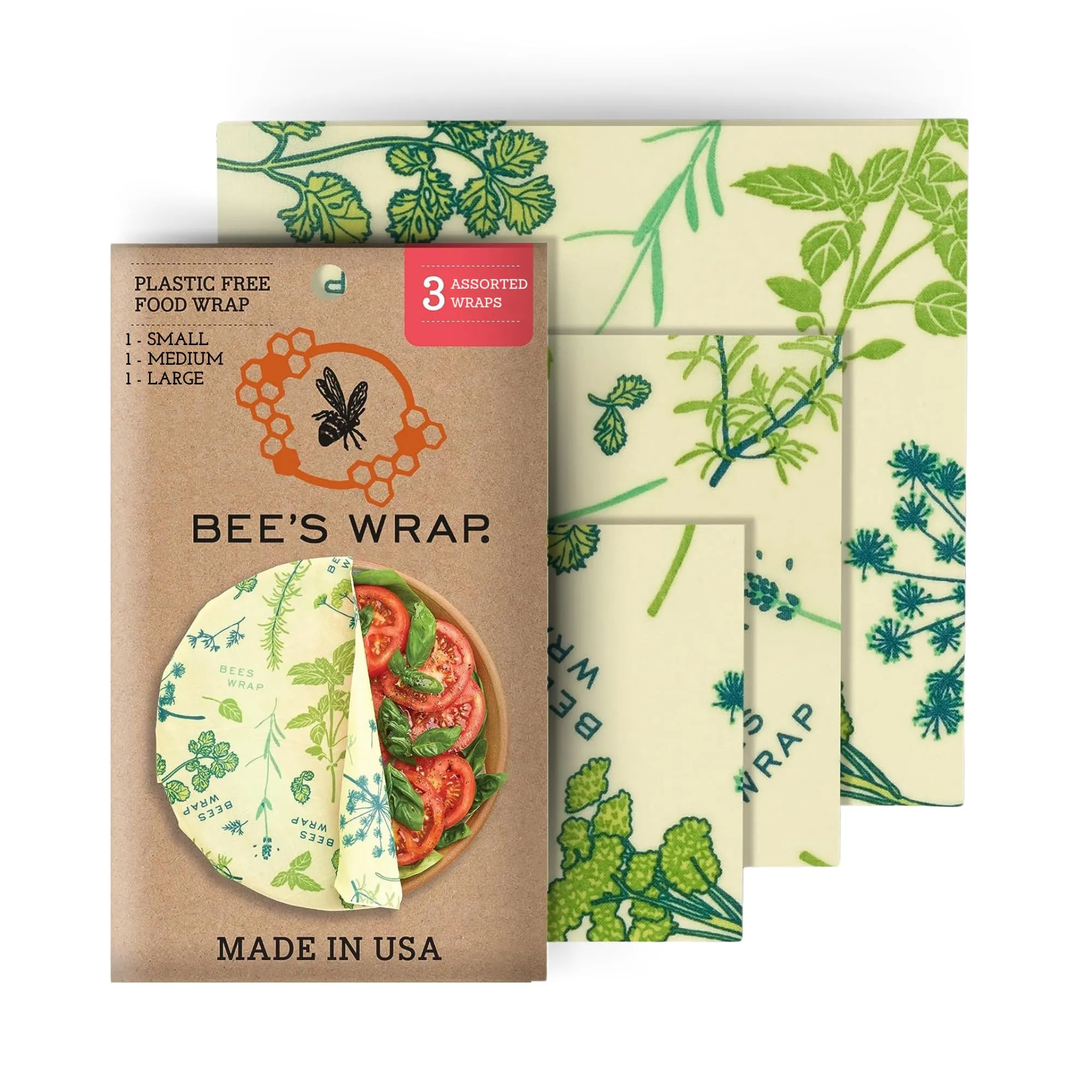 Bee's Wrap: Reusable Beeswax Food Wraps - Plastic-Free (Pack of 3)