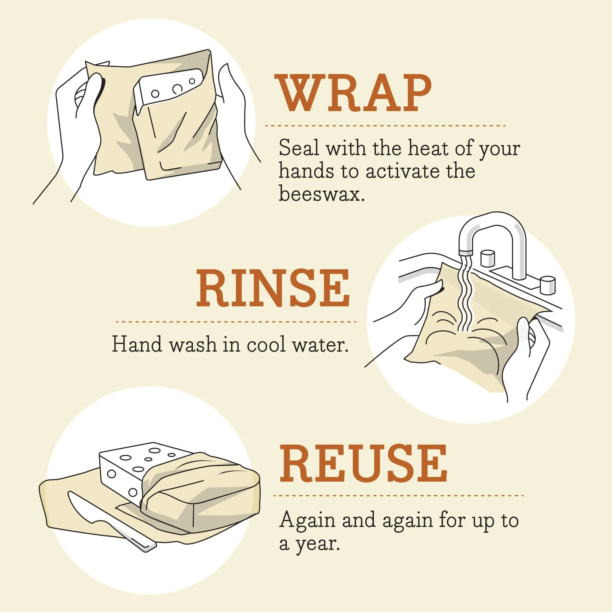 Bee's Wrap: Reusable Beeswax Food Wraps - Plastic-Free (Pack of 3)