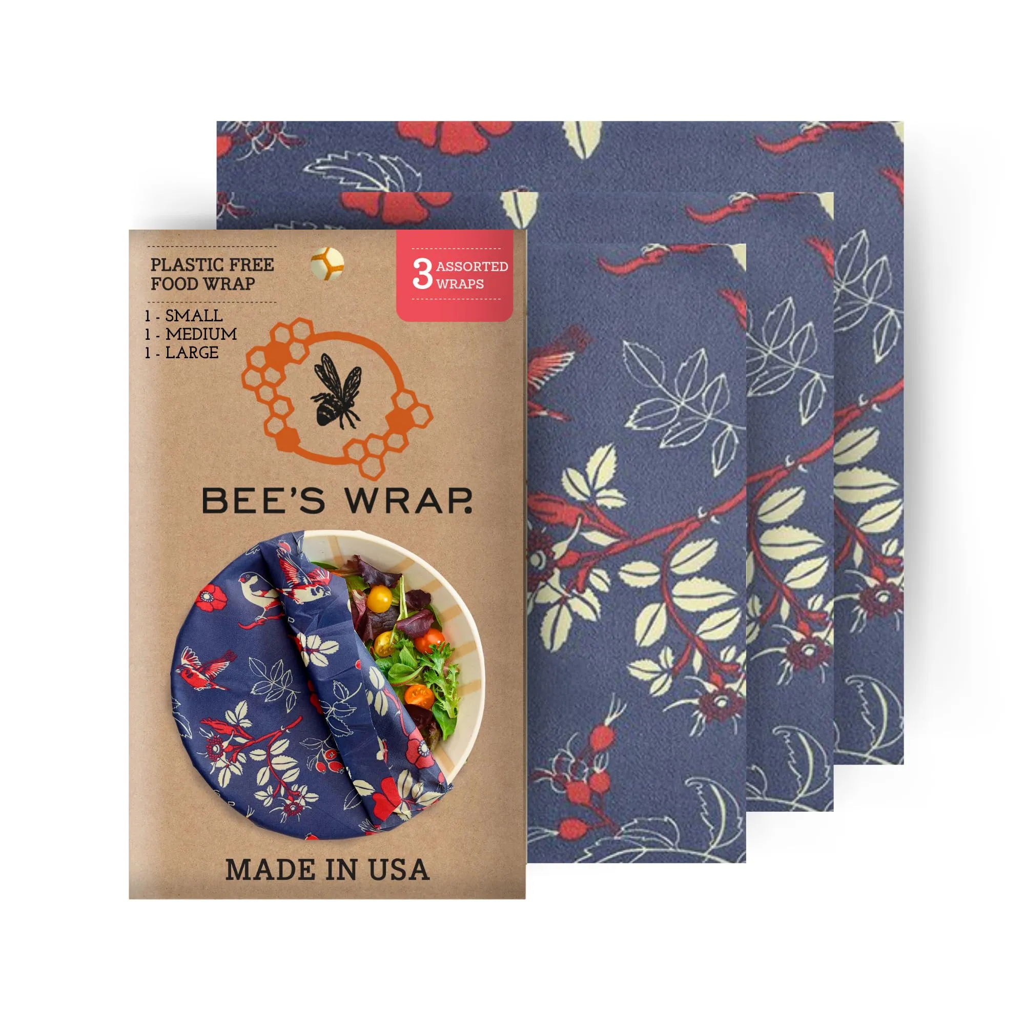 Bee's Wrap: Reusable Beeswax Food Wraps - Plastic-Free (Pack of 3)