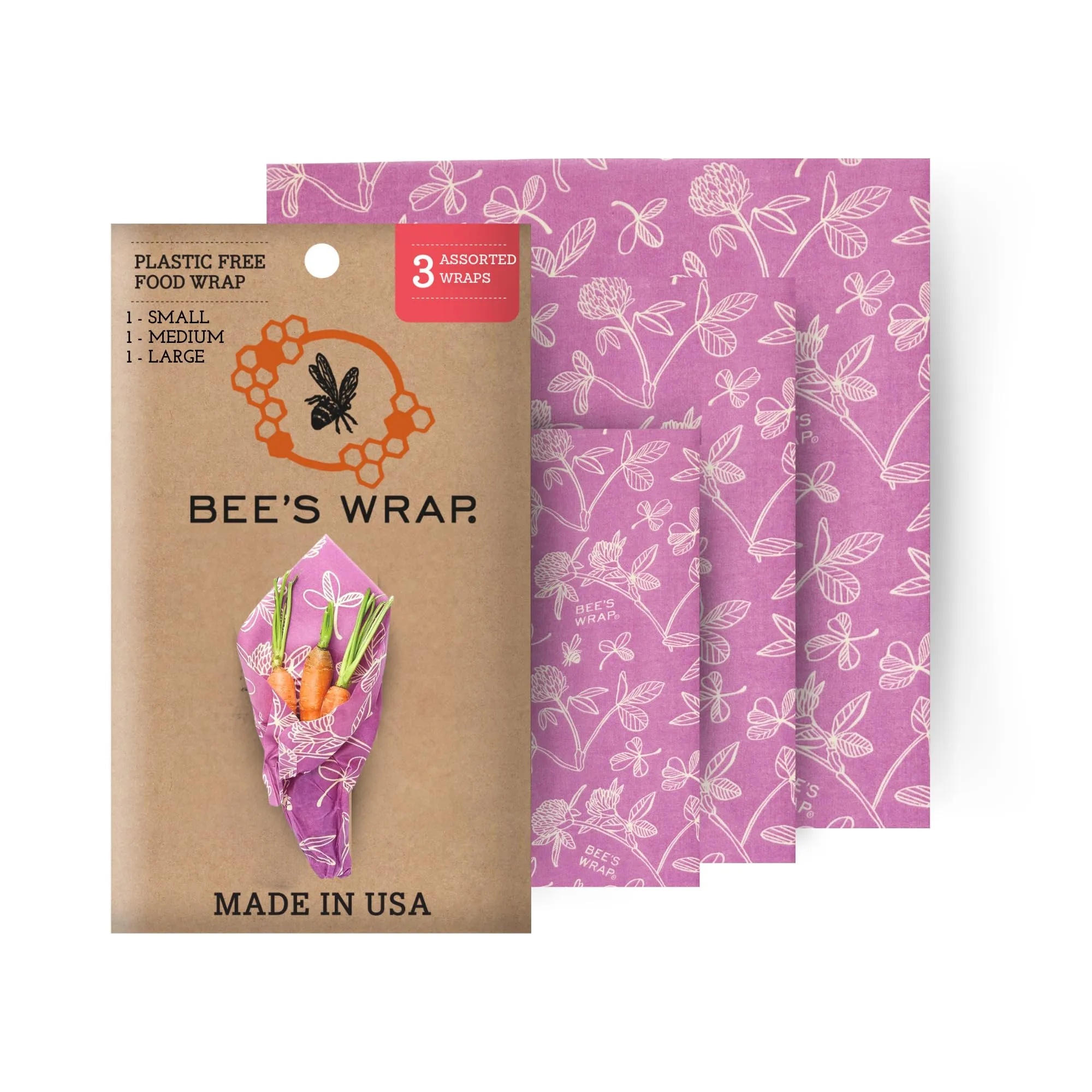 Bee's Wrap: Reusable Beeswax Food Wraps - Plastic-Free (Pack of 3)