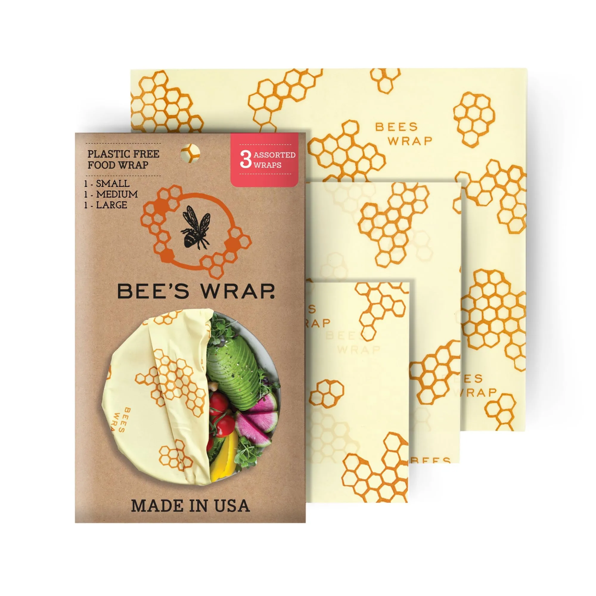 Bee's Wrap: Reusable Beeswax Food Wraps - Plastic-Free (Pack of 3)