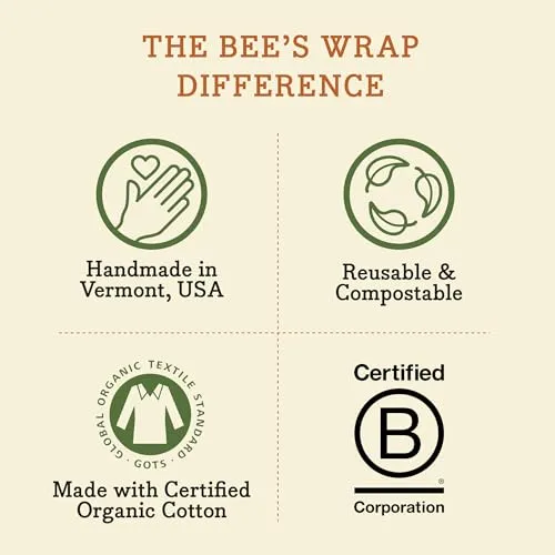 Bee's Wrap: Reusable Beeswax Food Wraps - Plastic-Free (Pack of 3)