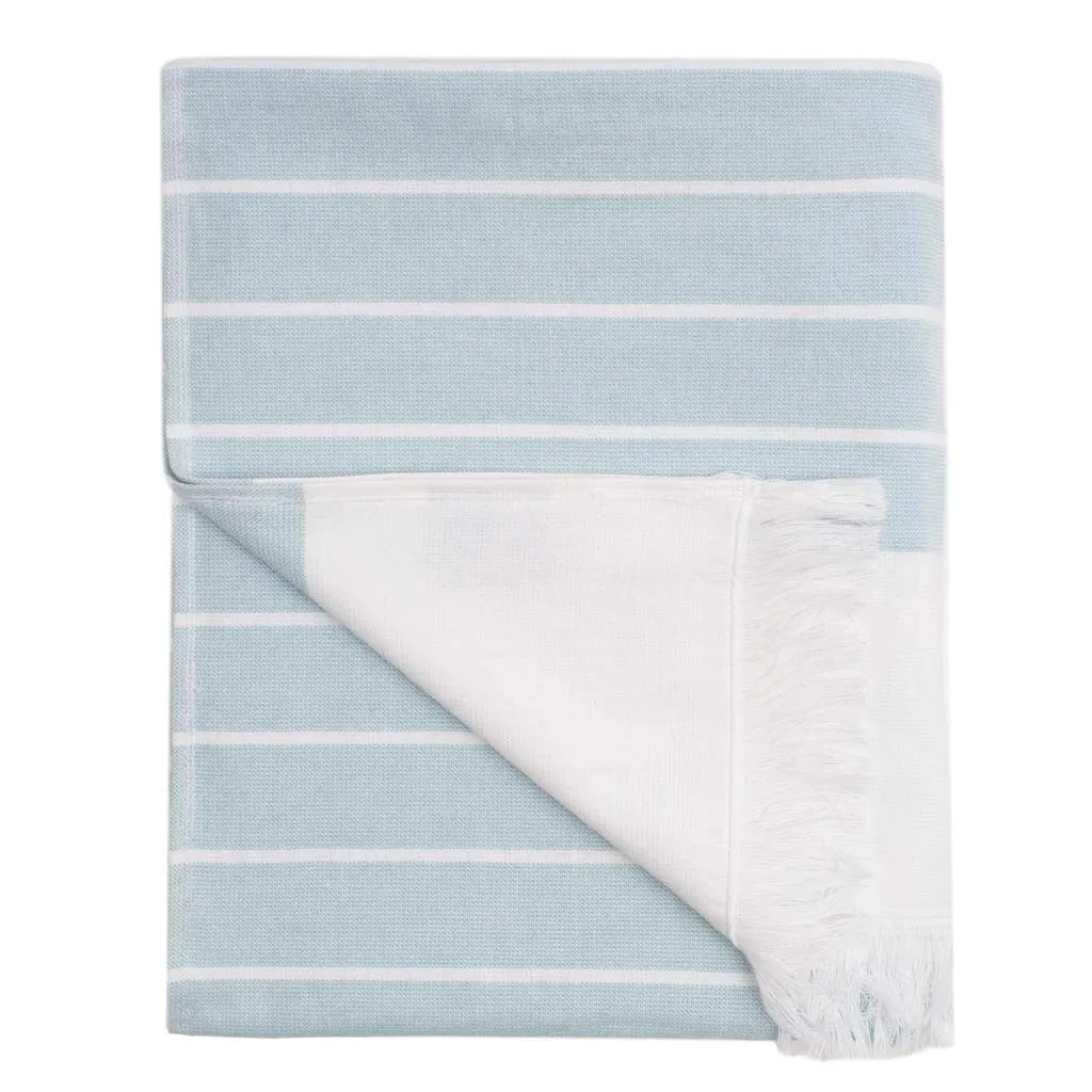 Blue Stripe Fouta Towel Resort Bundle (4 Wash   4 Hand   4 Bath Towels   2 Bath Sheets)