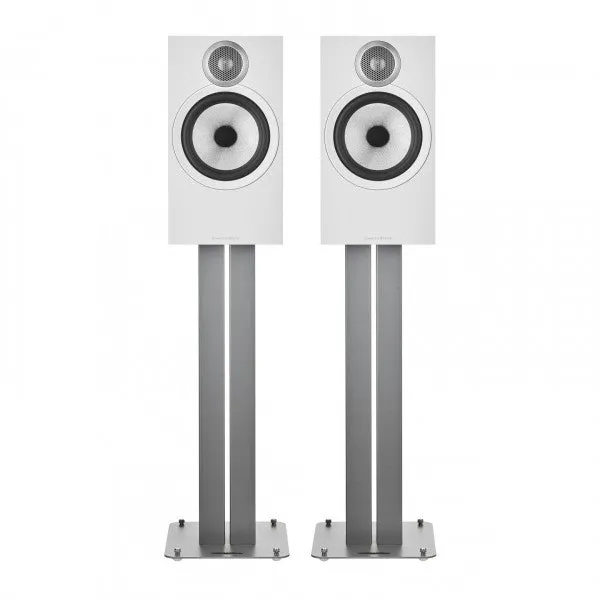 Bowers & Wilkins 606 S3 Bookshelf Speakers Oak with FS-600 S3 Silver Stands