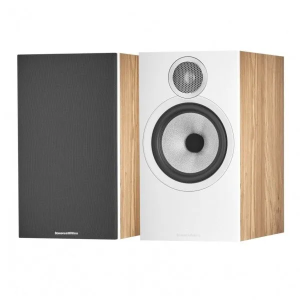 Bowers & Wilkins 606 S3 Bookshelf Speakers Oak with FS-600 S3 Silver Stands