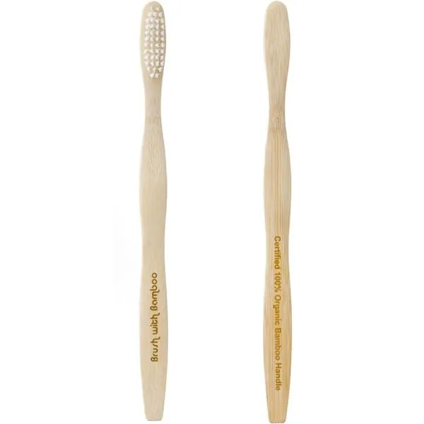 Brush with Bamboo Organic Bamboo Toothbrush Castor Bean Oil Bristles - Adult Soft