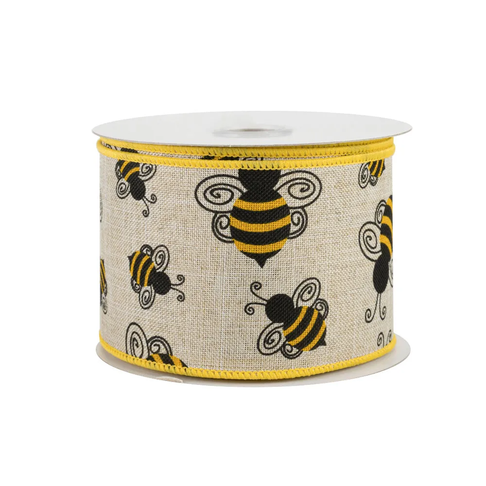 Bumble Bee Wired Ribbon - 2 1/2" x 10 Yards, Yellow & Black