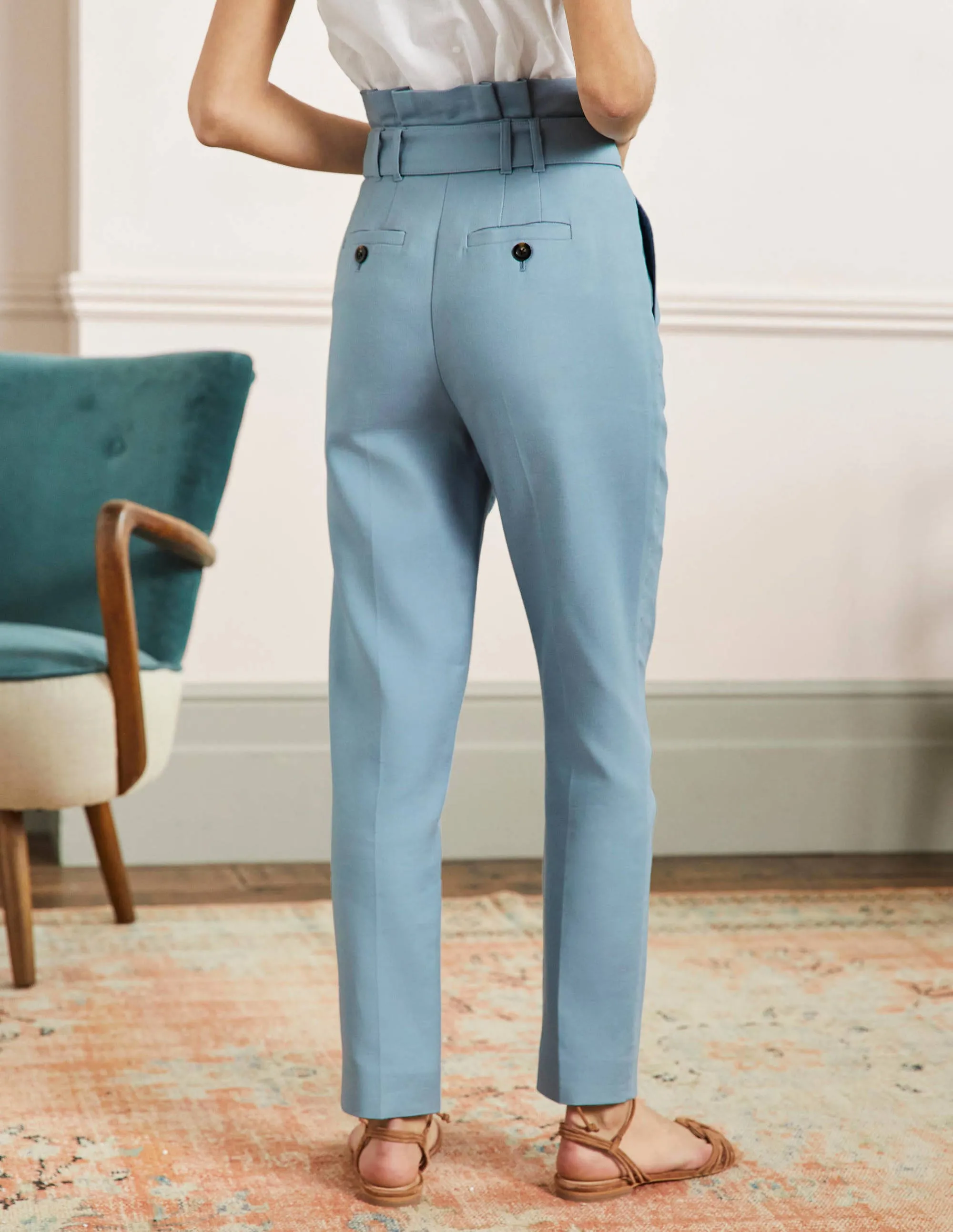 Carrie Paperbag Trousers-Mountain Spring Blue