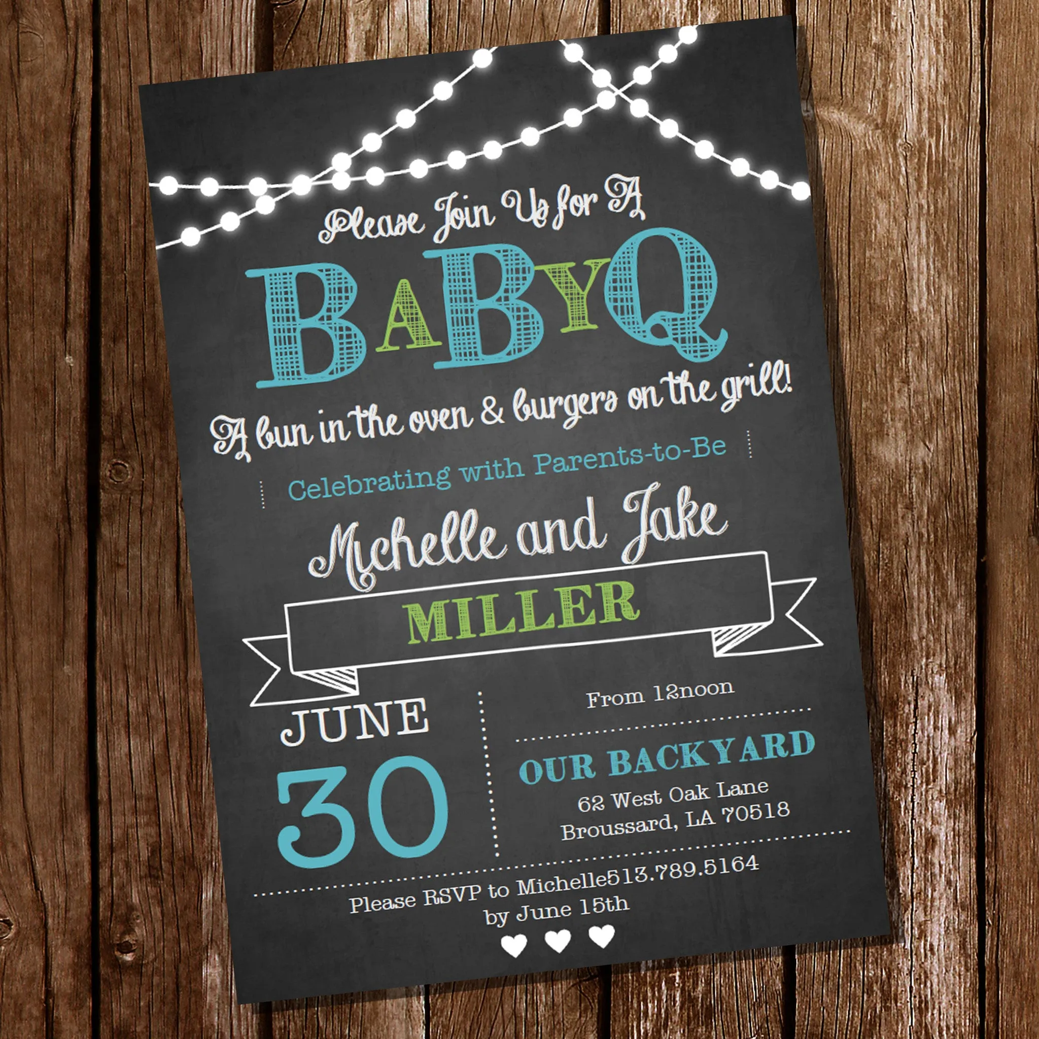 Chalkboard BaBy-Q Baby Shower for a Boy | BBQ Baby Shower Invitation