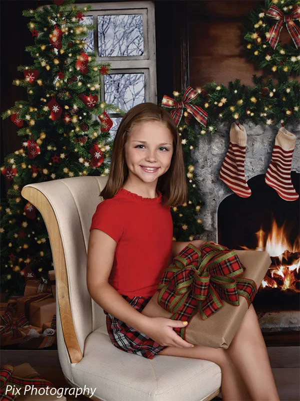 Christmas Lodge Printed Photo Backdrop