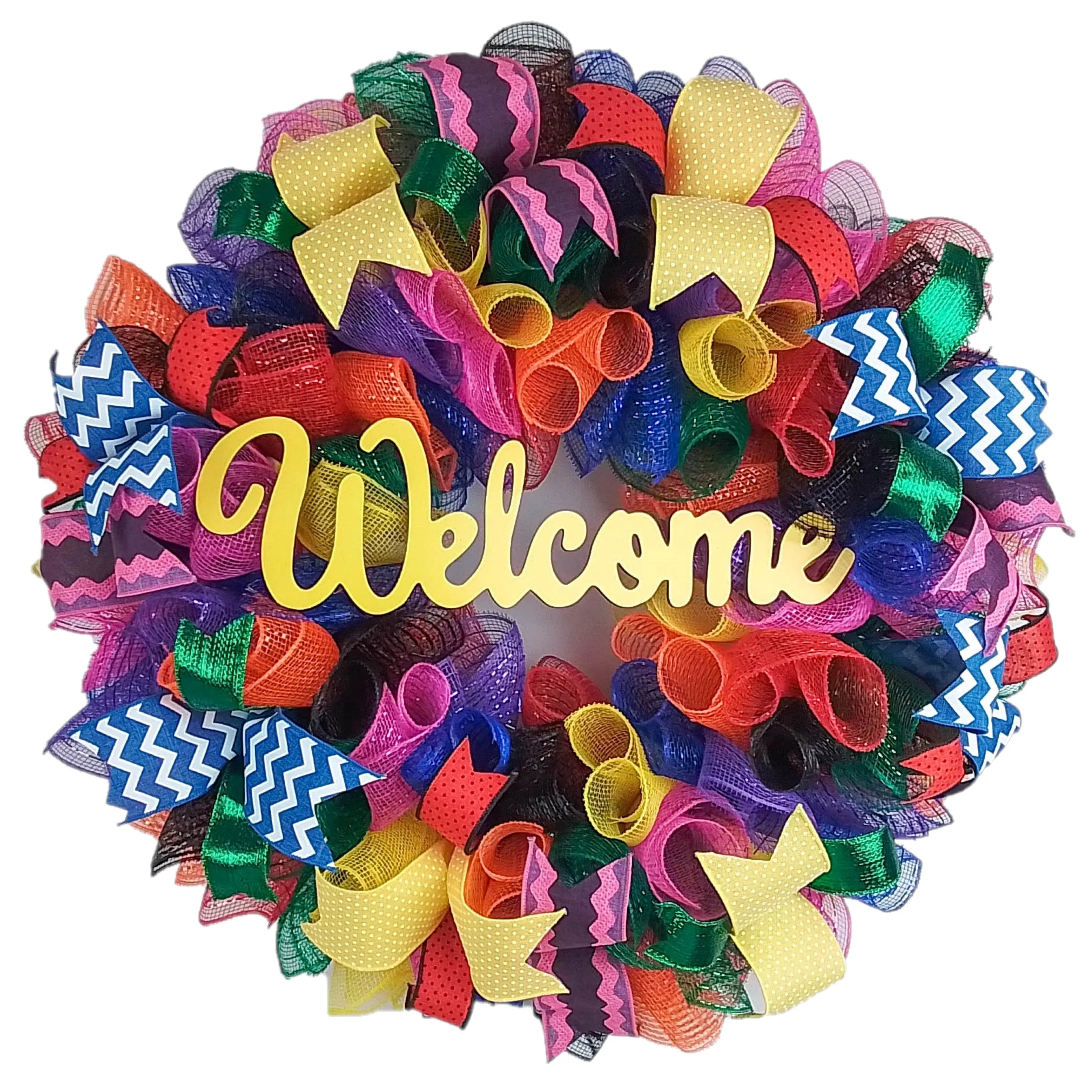 Colorful Welcome Wreath, Multi Colored Wreaths