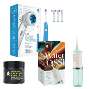 Complete Dental Care Power Pack - Electric Toothbrush, Water Flosser & Whitening Powder