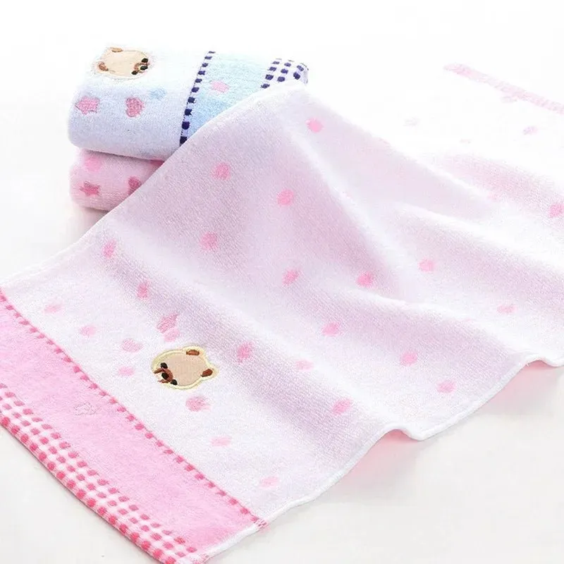 Cute Cartoon Bear Jacquard Cotton Face Towels - 2pcs Set