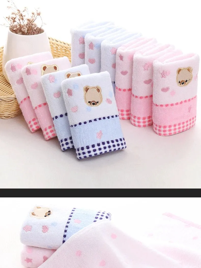 Cute Cartoon Bear Jacquard Cotton Face Towels - 2pcs Set