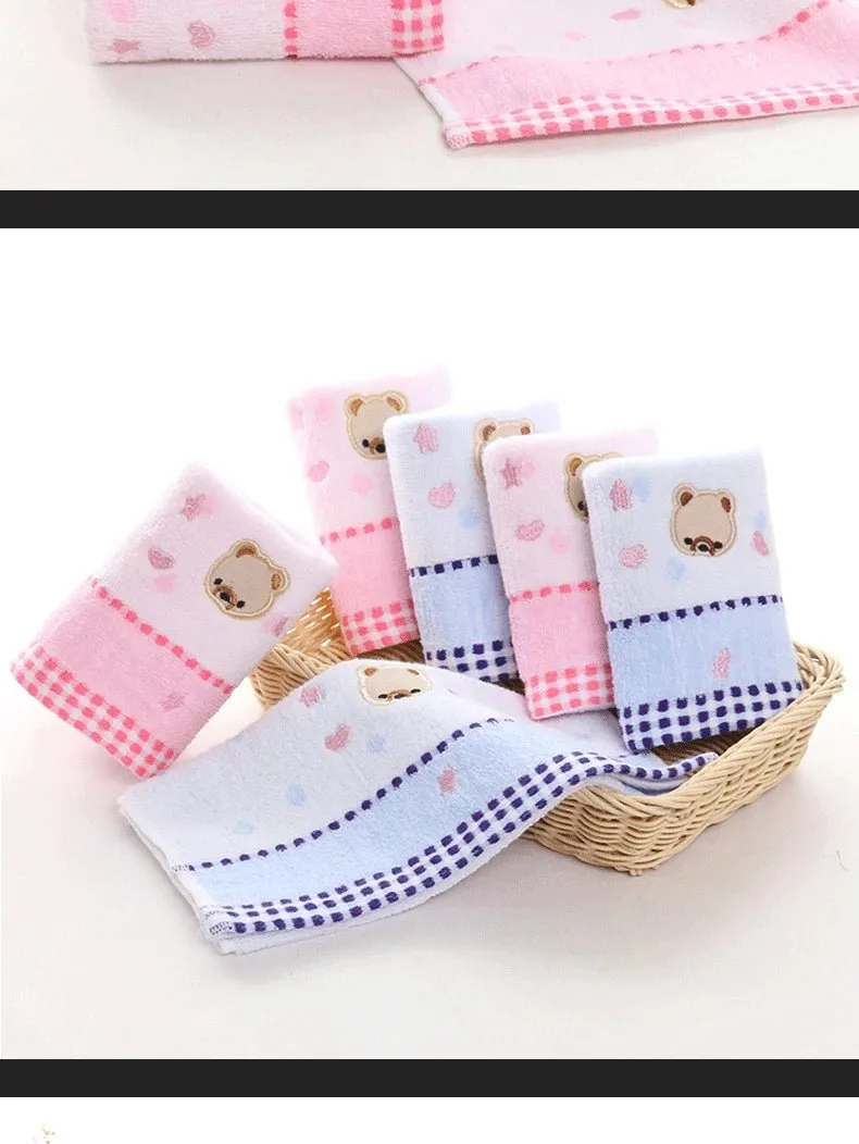 Cute Cartoon Bear Jacquard Cotton Face Towels - 2pcs Set