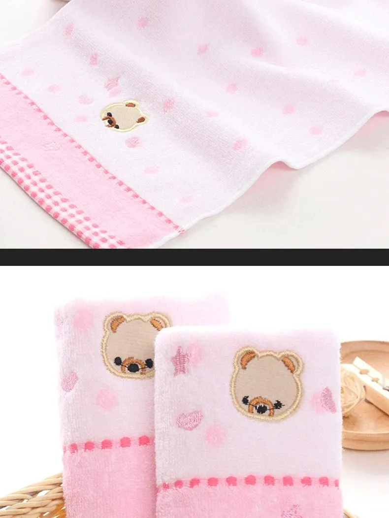 Cute Cartoon Bear Jacquard Cotton Face Towels - 2pcs Set