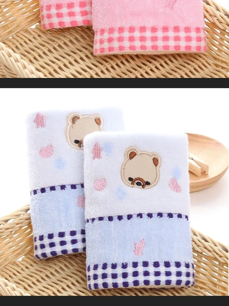 Cute Cartoon Bear Jacquard Cotton Face Towels - 2pcs Set