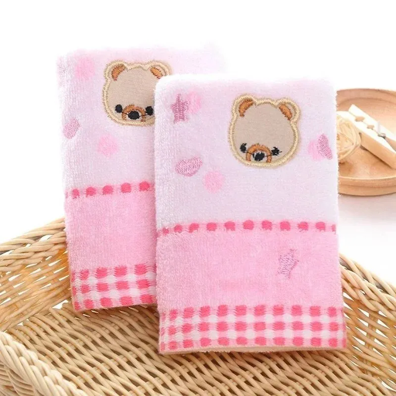 Cute Cartoon Bear Jacquard Cotton Face Towels - 2pcs Set