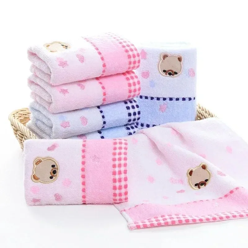 Cute Cartoon Bear Jacquard Cotton Face Towels - 2pcs Set