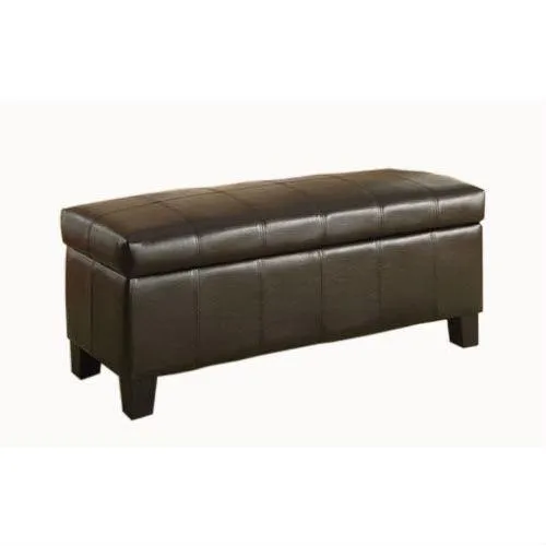 Dark Brown Faux Leather Upholstered Storage Bench