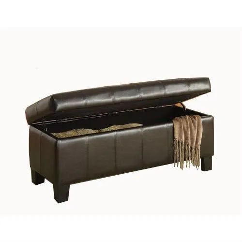 Dark Brown Faux Leather Upholstered Storage Bench