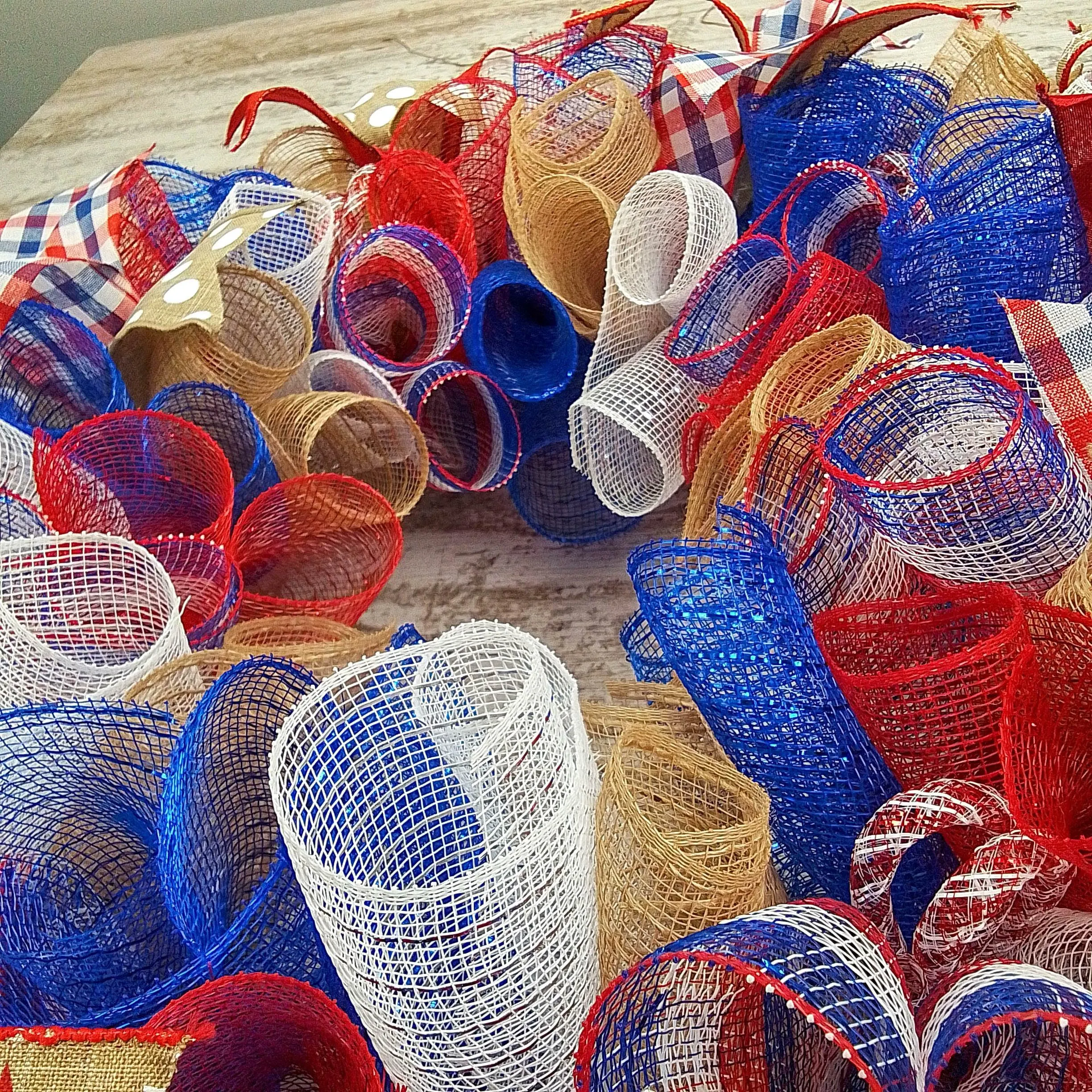 Door Wreaths for Fourth of July, Americana Mesh Door Wreath