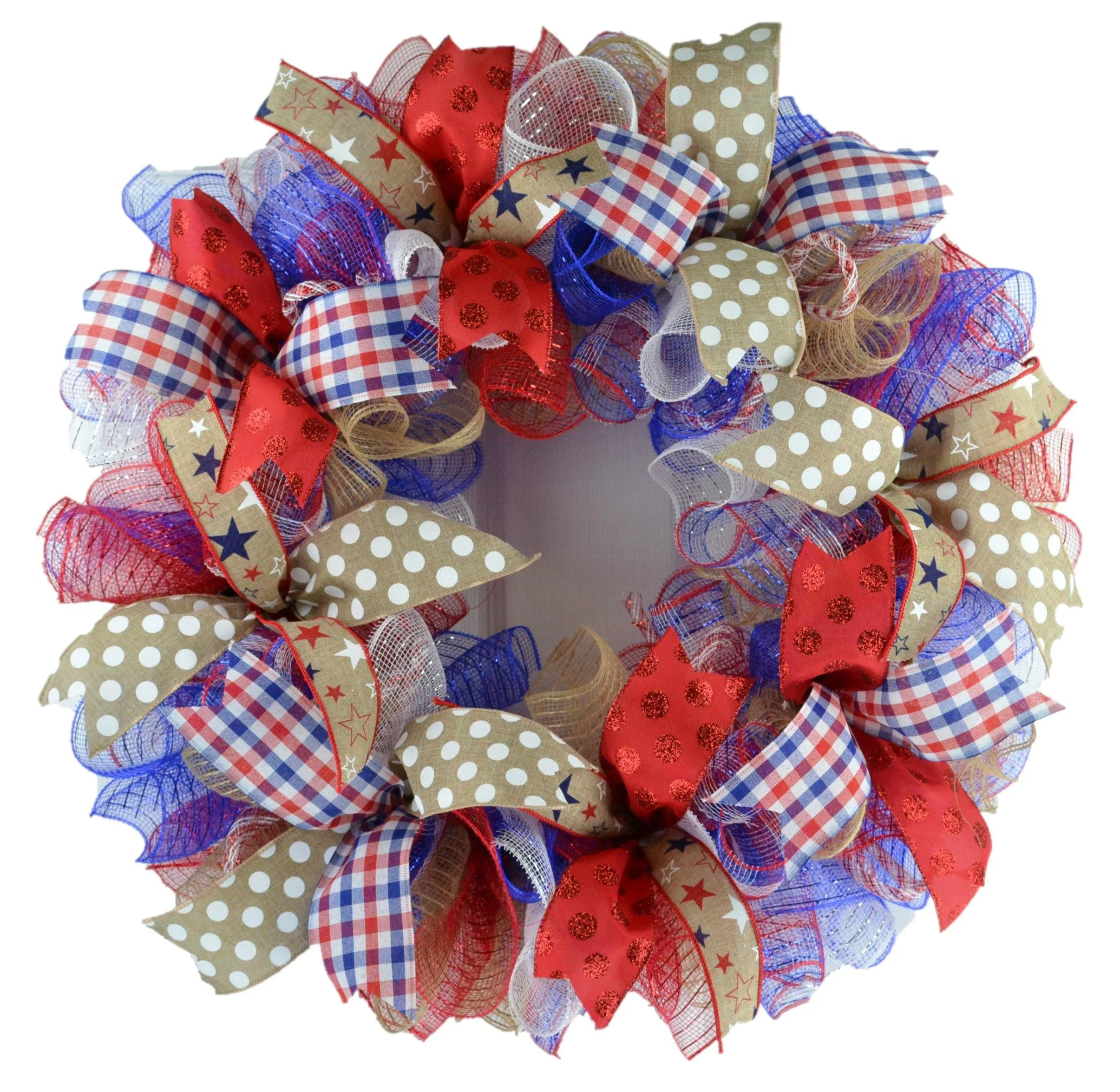 Door Wreaths for Fourth of July, Americana Mesh Door Wreath