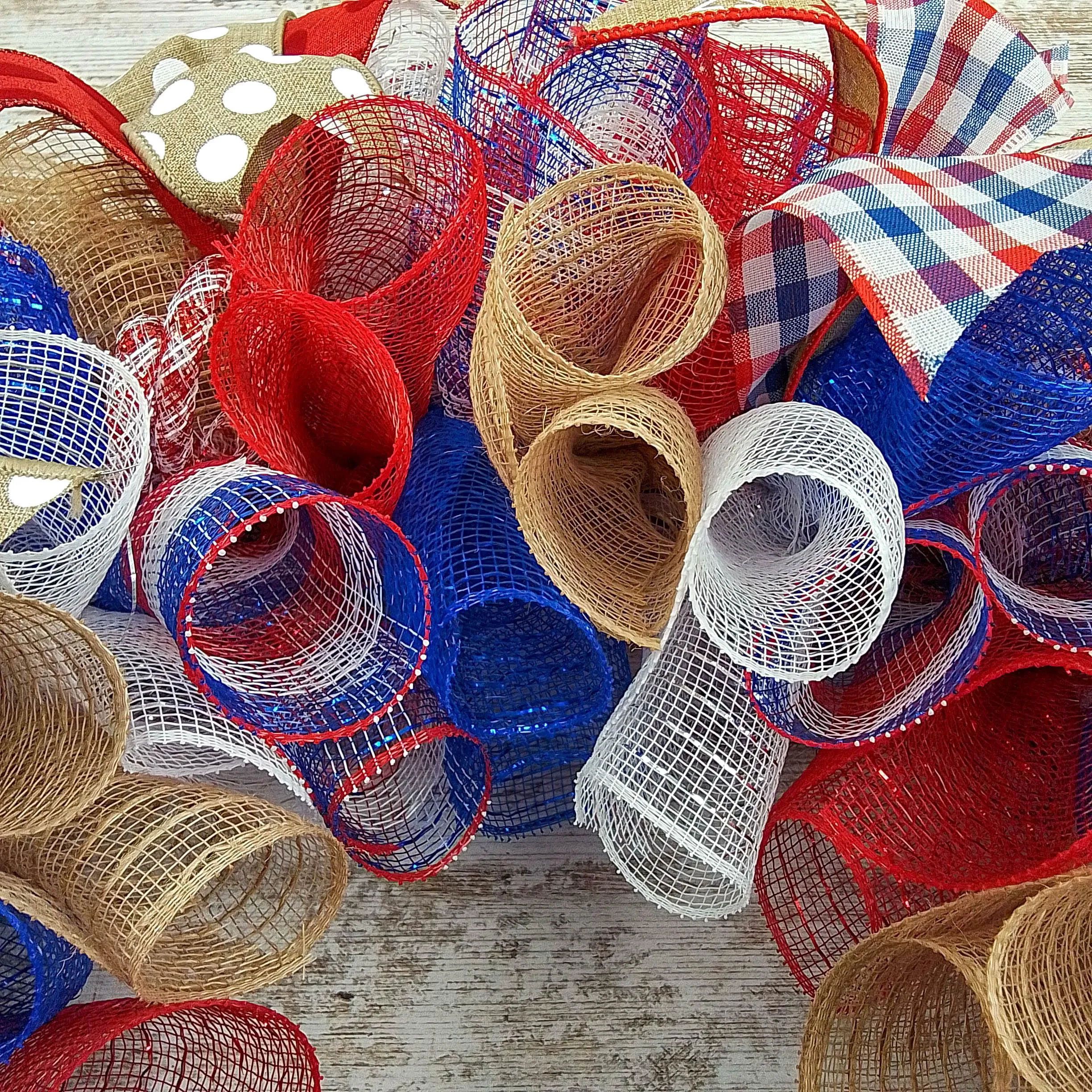 Door Wreaths for Fourth of July, Americana Mesh Door Wreath