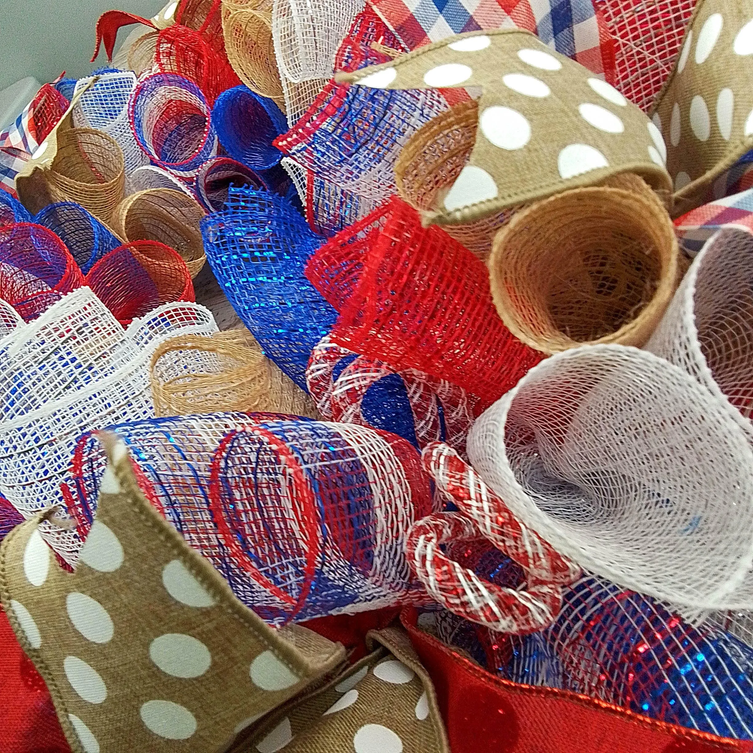 Door Wreaths for Fourth of July, Americana Mesh Door Wreath