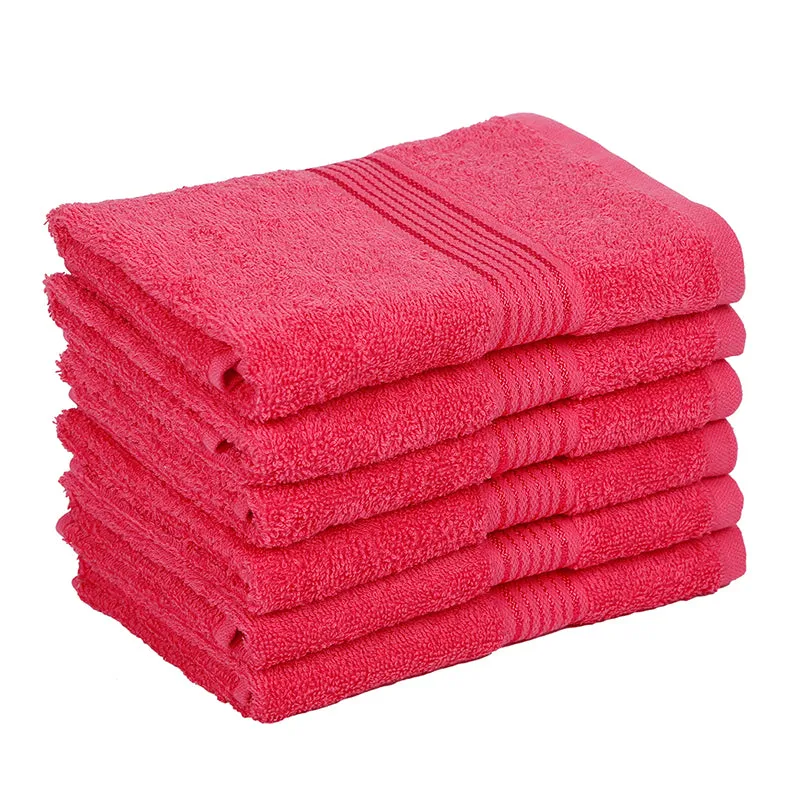 Eva Quick Dry Hand Towel (Pink) - Set Of Six