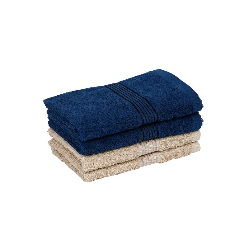 Eva Quick Dry Hand Towel (Taupe & Navy Blue) - Set Of Four