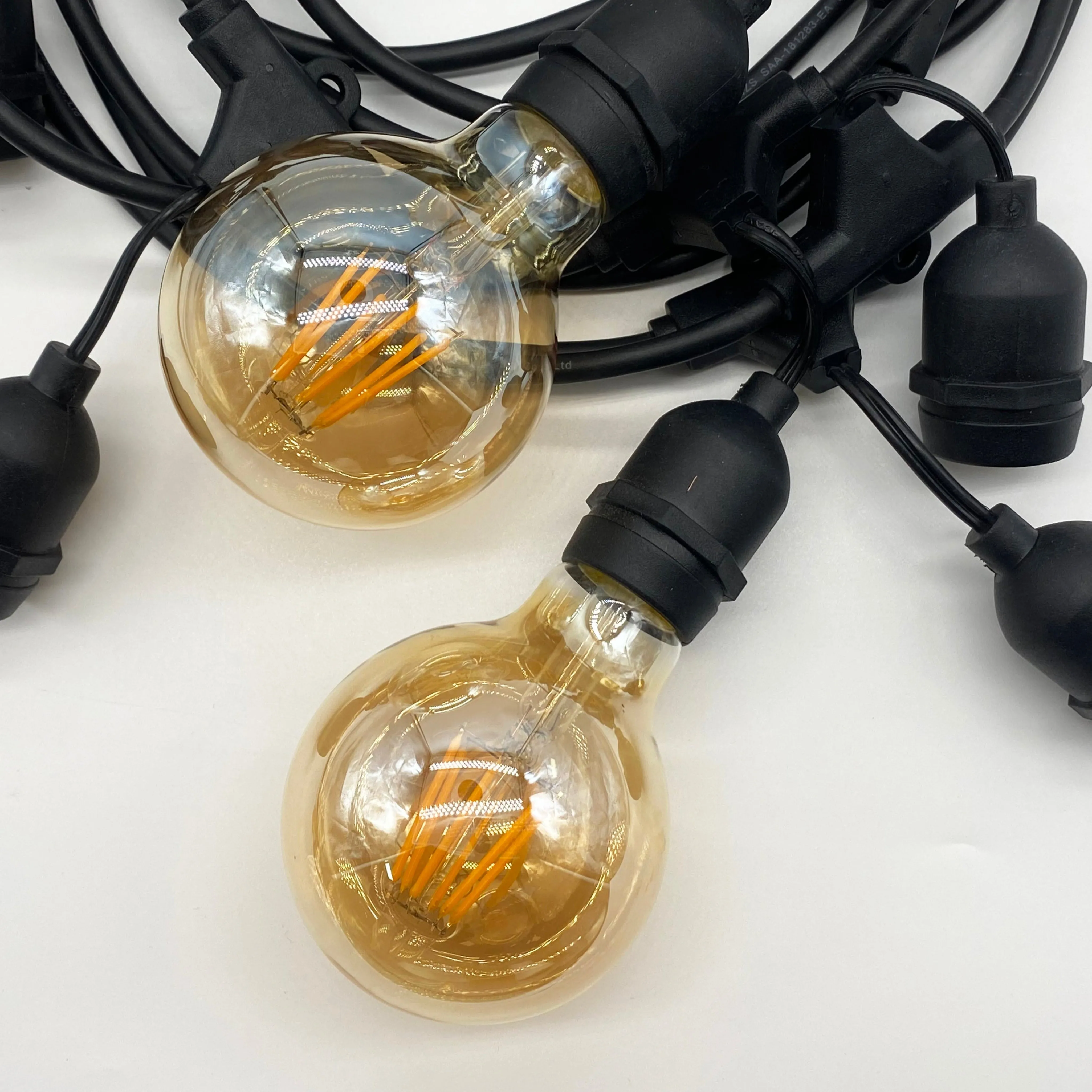 G80 Amber Bulb | 10m 10 Bulbs | Drop Hang Dimmable Festoon Lights