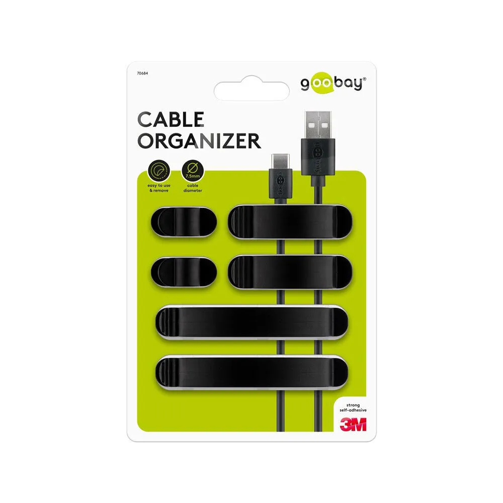 Goobay Adhesive Clip Set Cable Organiser 6-Pieces (Black)