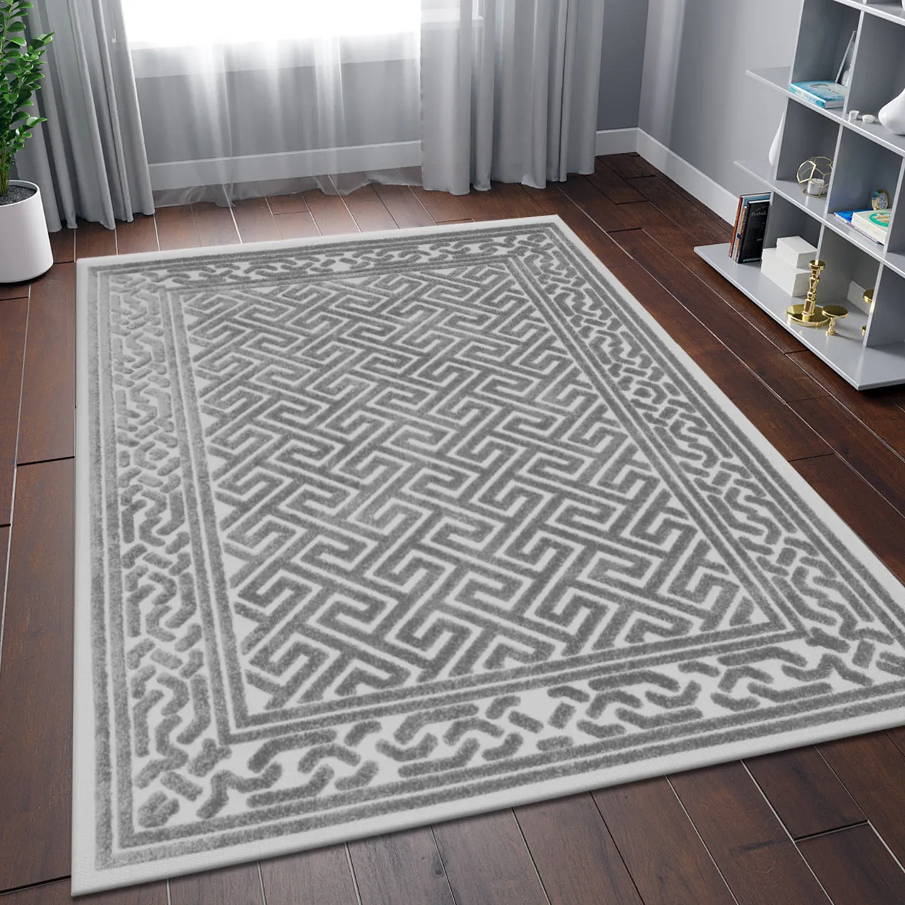 Grey Trellis Rug Living Room Dining Room Grey Pattern   Silver Grey Carpet Mat Large Small